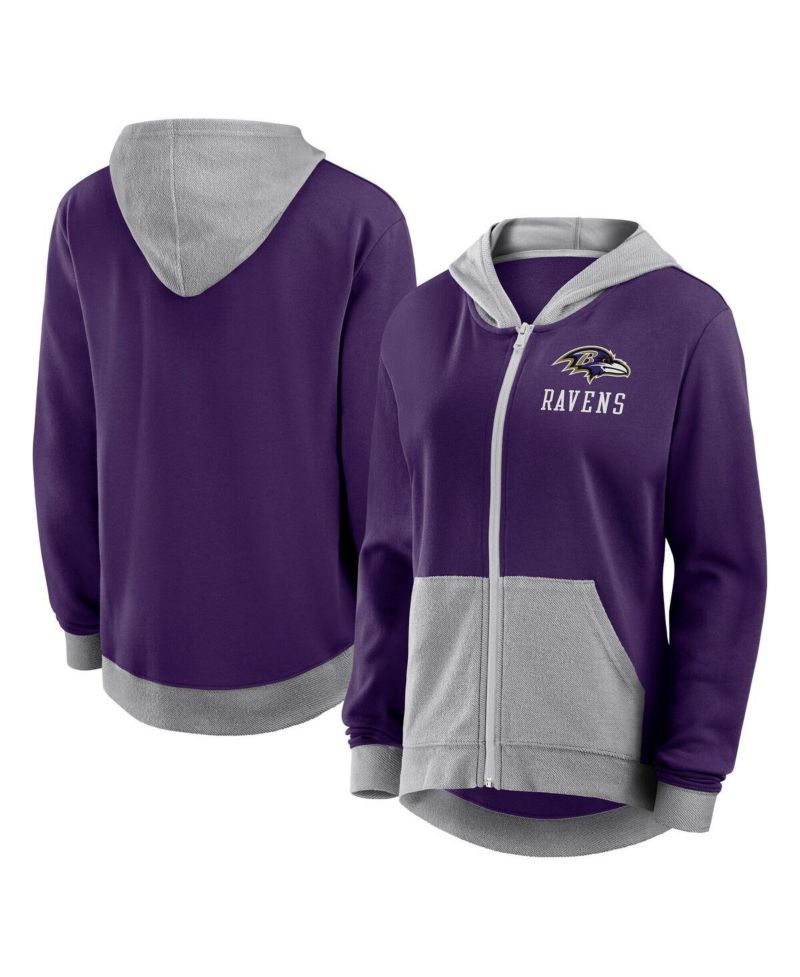 Women's Purple Baltimore Ravens Hit It French Terry Full-Zip Hoodie