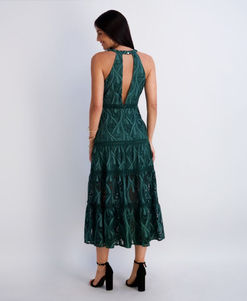 Women’s Heavy Lace Halter Tiered Dress