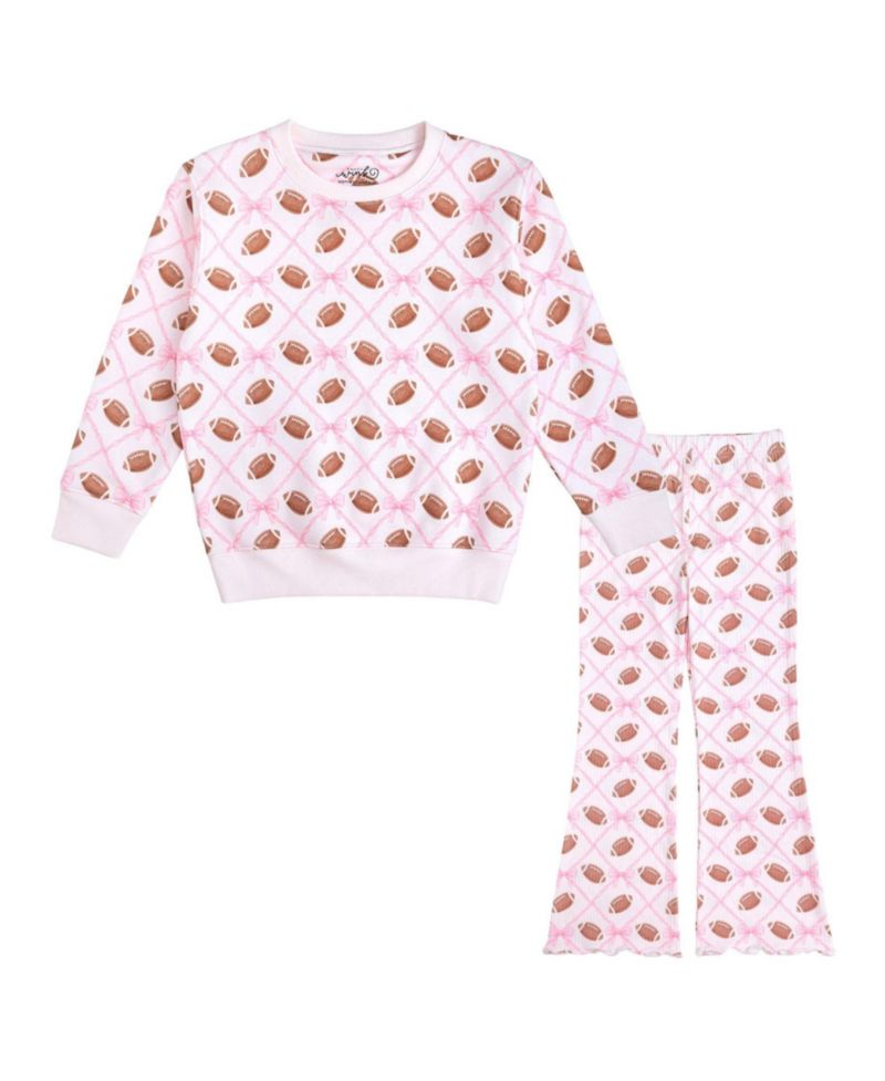Baby Girls Football Trellis Sweatshirt and Flare Legging Set