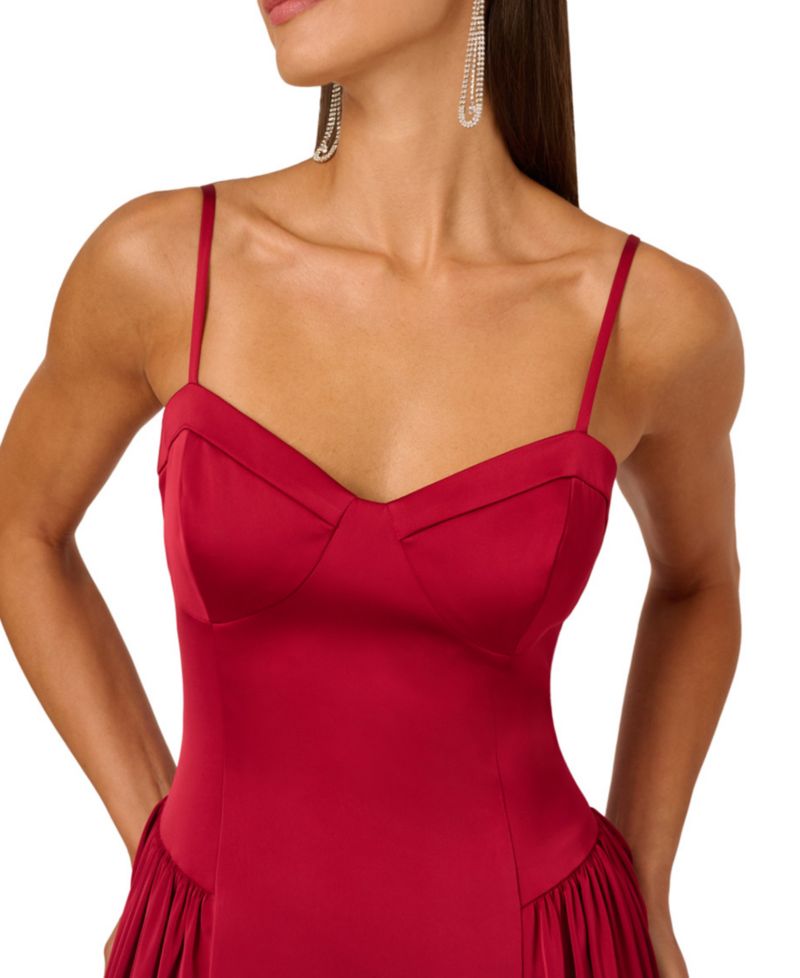 Women's Stretch Sweetheart Neck Midi Dress