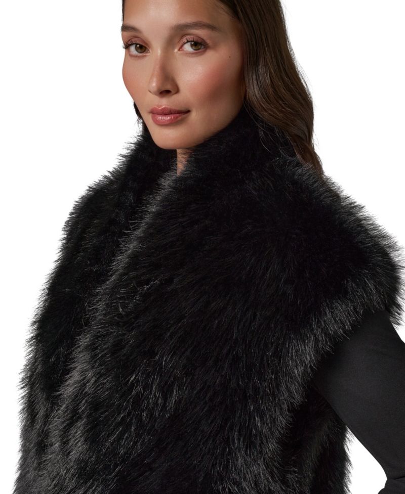 Petite Faux Fur Sleeveless Collared Vest