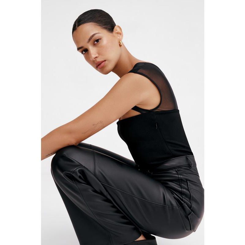 Women's Parker Sheer Mesh Chest-Cutout One-Shoulder Evening Top