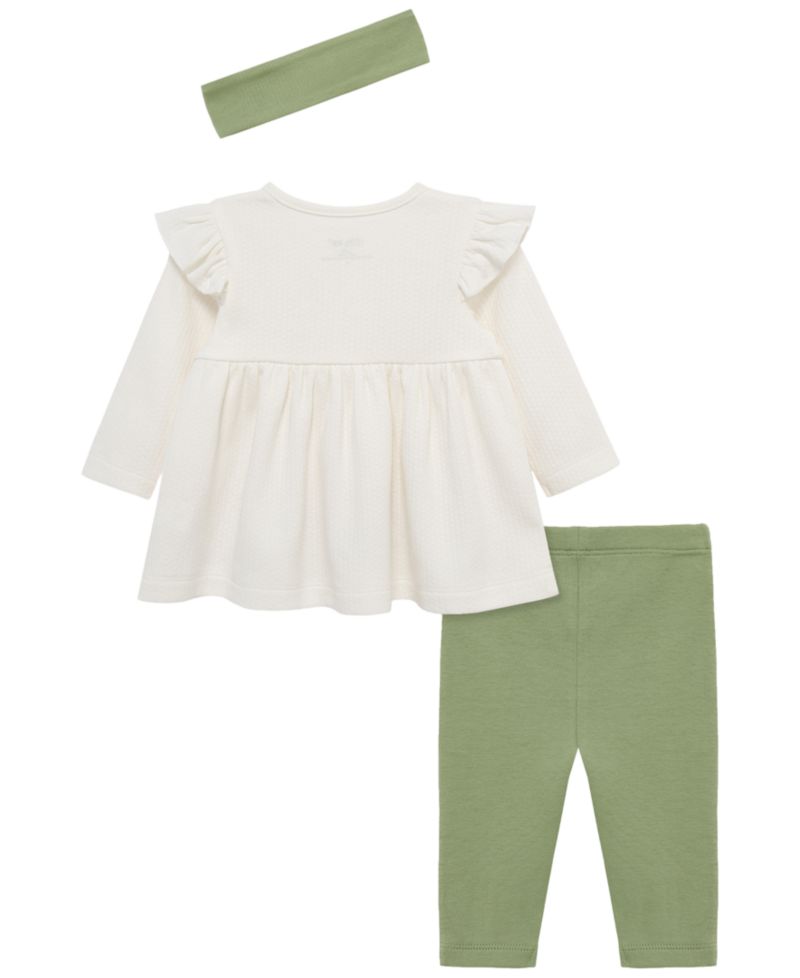 Baby Girls' Border Tunic Long-Sleeve Top, Leggings and Headband, 3-Piece Set
