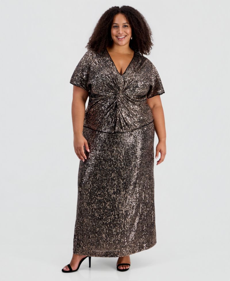 Plus Size Sequinned Maxi Skirt