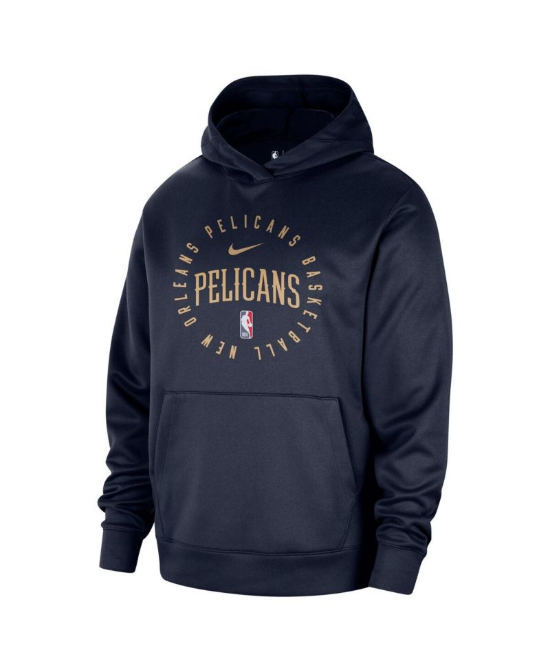 Men's Navy New Orleans Pelicans 2024/25 Spotlight On-Court Practice Performance Pullover Hoodie