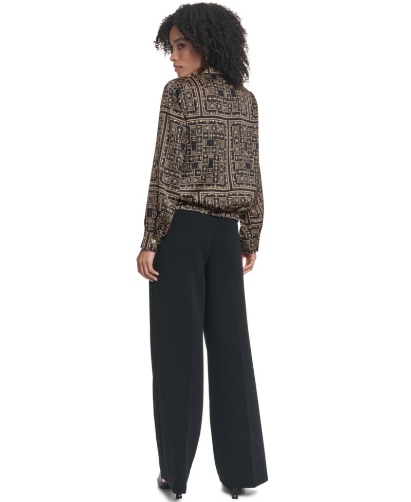Women's Long-Sleeve Floral-Print Surplice Blouse