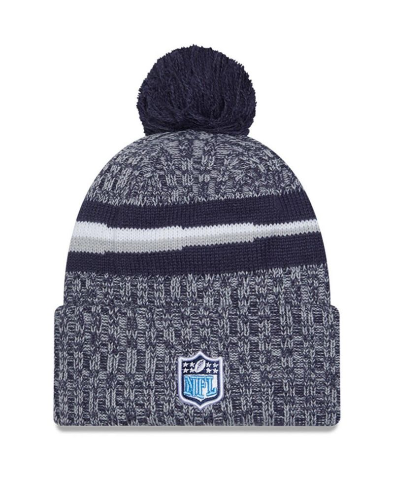 Men's Navy Tennessee Titans 2023 Sideline Pom with Cuffed Knit Hat
