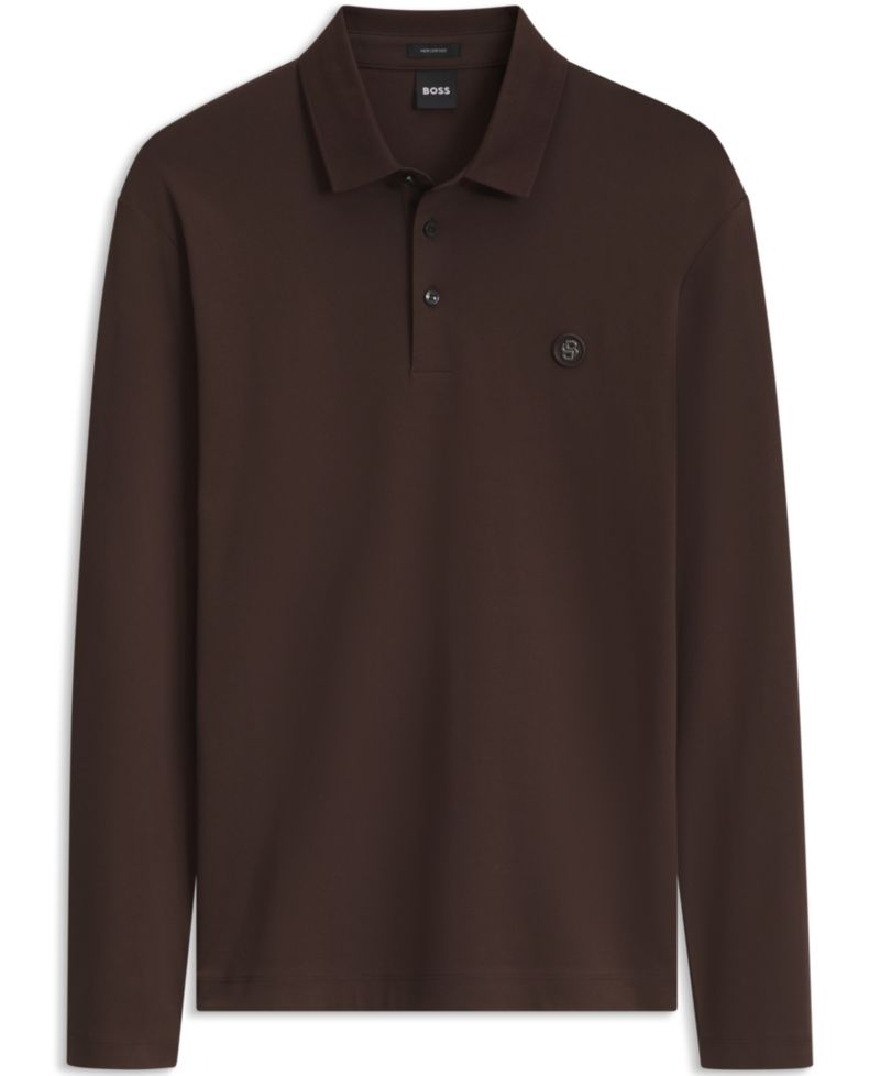 Men's Long-Sleeve Double B Monogram Polo Shirt