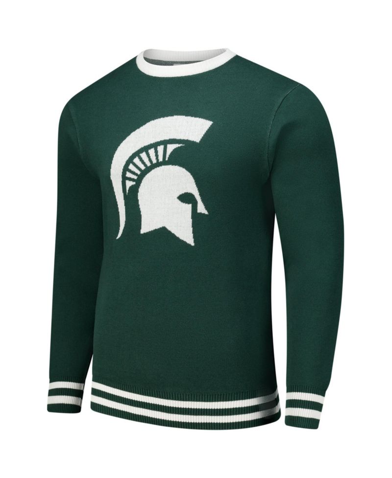 Men's and Women's Green Michigan State Spartans Renew Knit Vintage Pullover Sweater