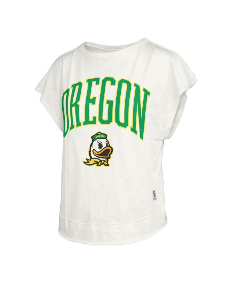 Women's White Oregon Ducks Nelson Movement Open Back Slub T-Shirt