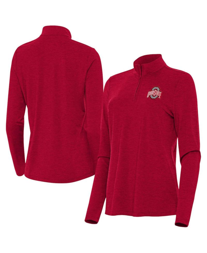 Women's Heather Scarlet Ohio State Buckeyes Bright Quarter-Zip Top