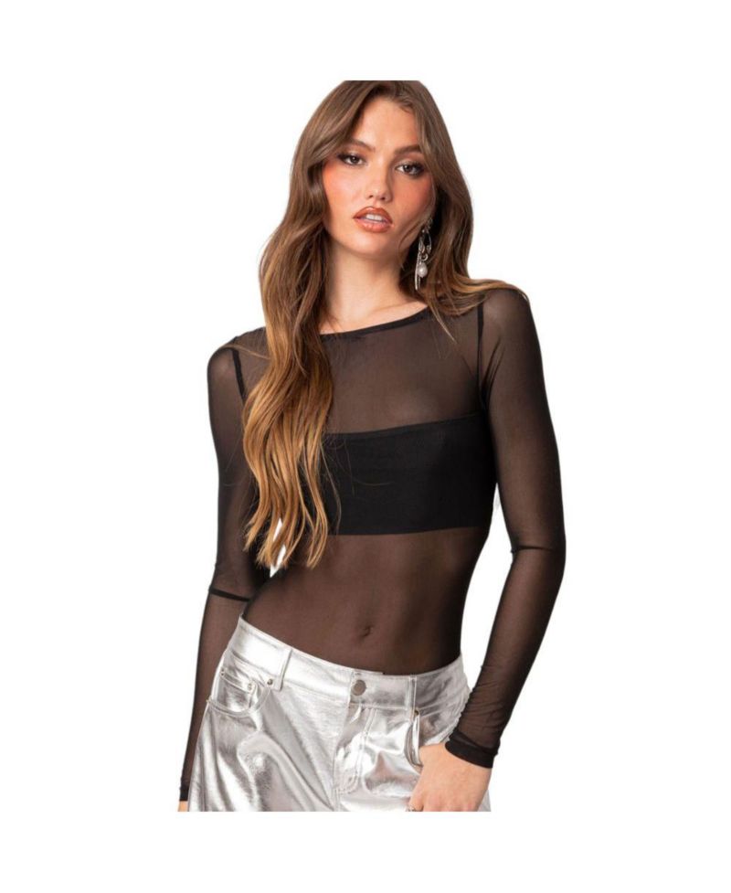 Women's Sheer mesh bandeau bodysuit