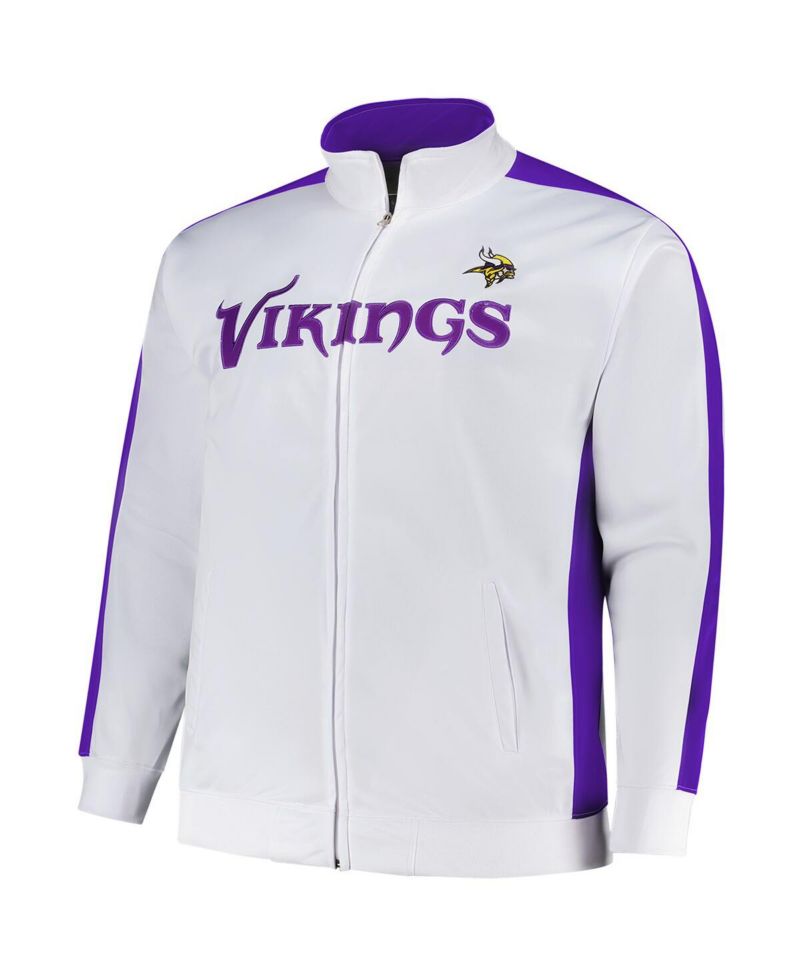 Men's White Minnesota Vikings Big & Tall Tricot Full-Zip Track Jacket