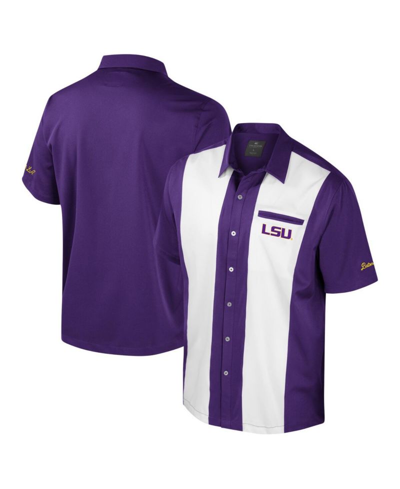Men's Purple LSU Tigers Strike Bowling Button-Up Shirt