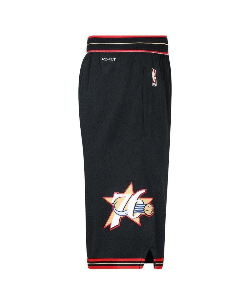 Big Boys and Girls Black Philadelphia 76ers Hardwood Classics Dri-FIT Swingman Shorts