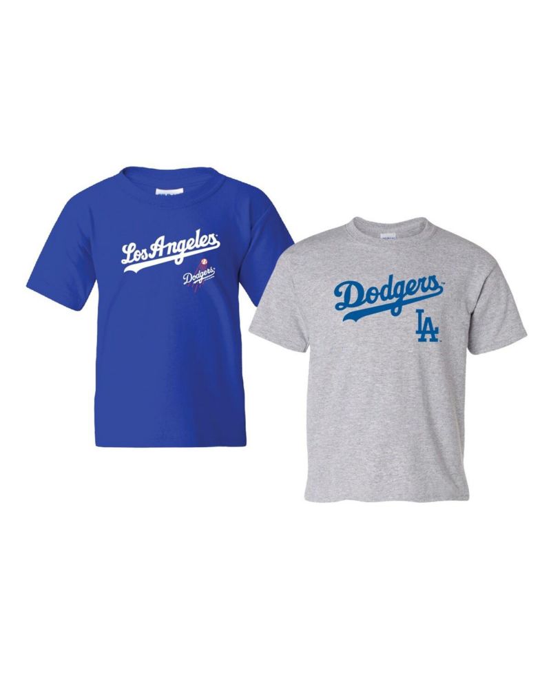 Big Boys and Girls Royal/Heather Gray Los Angeles Dodgers 2-Pack Logo T-Shirt Set