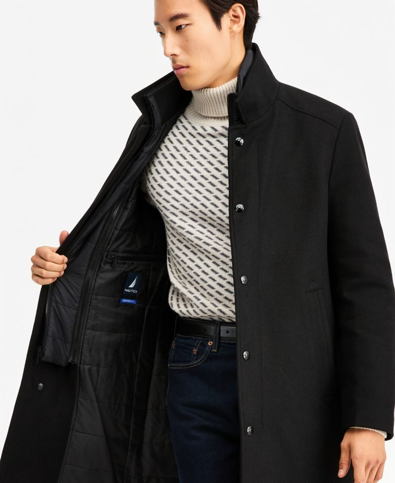 Men's Classic-Fit Bib Wool Blend Overcoat