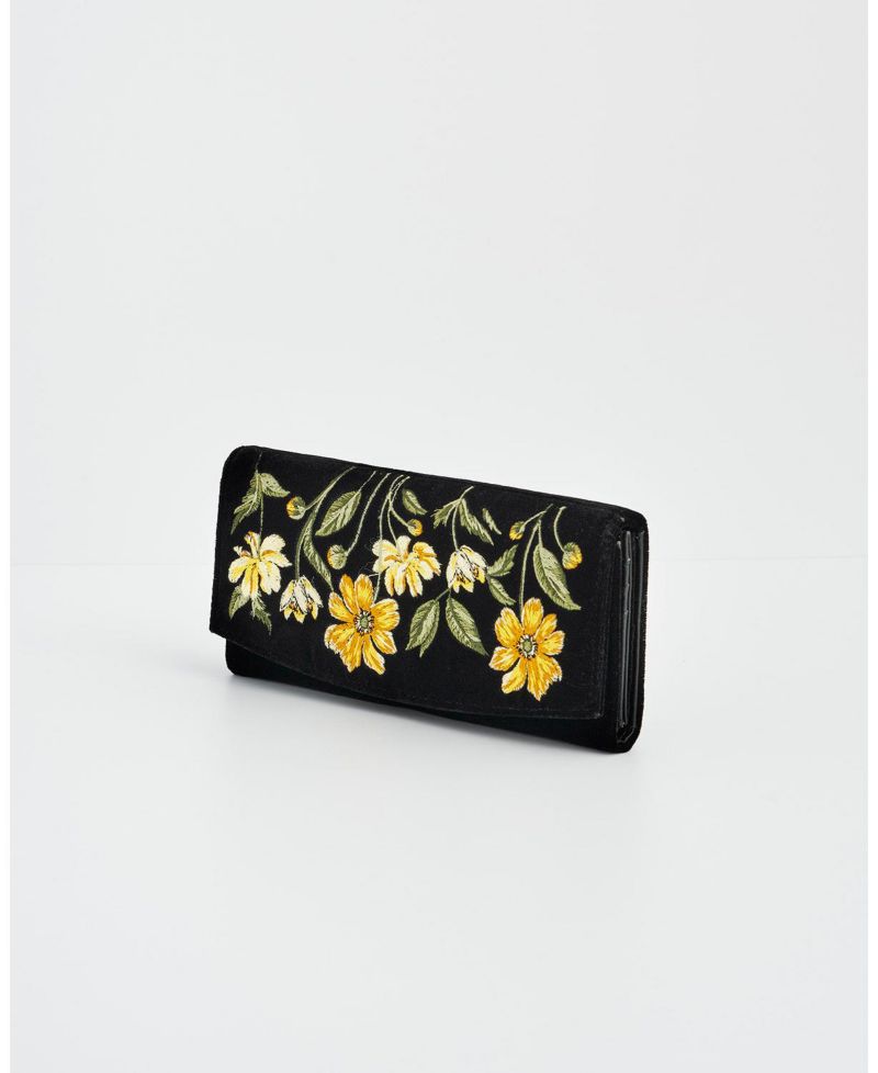 Botanical Velvet Embroidered Purse Large