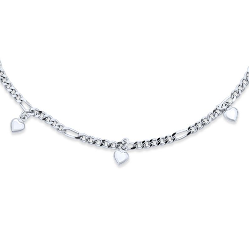 Hearts Charms Link Anklet Ankle Bracelet .925 Sterling Silver Adjustable