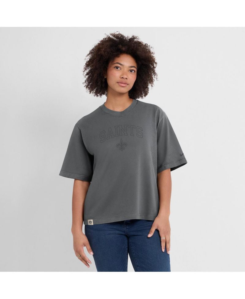 Women's Charcoal New Orleans Saints Glory Arch Boxy T-Shirt