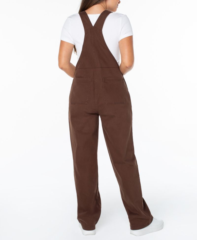 Juniors' Slouchy Twill Overalls