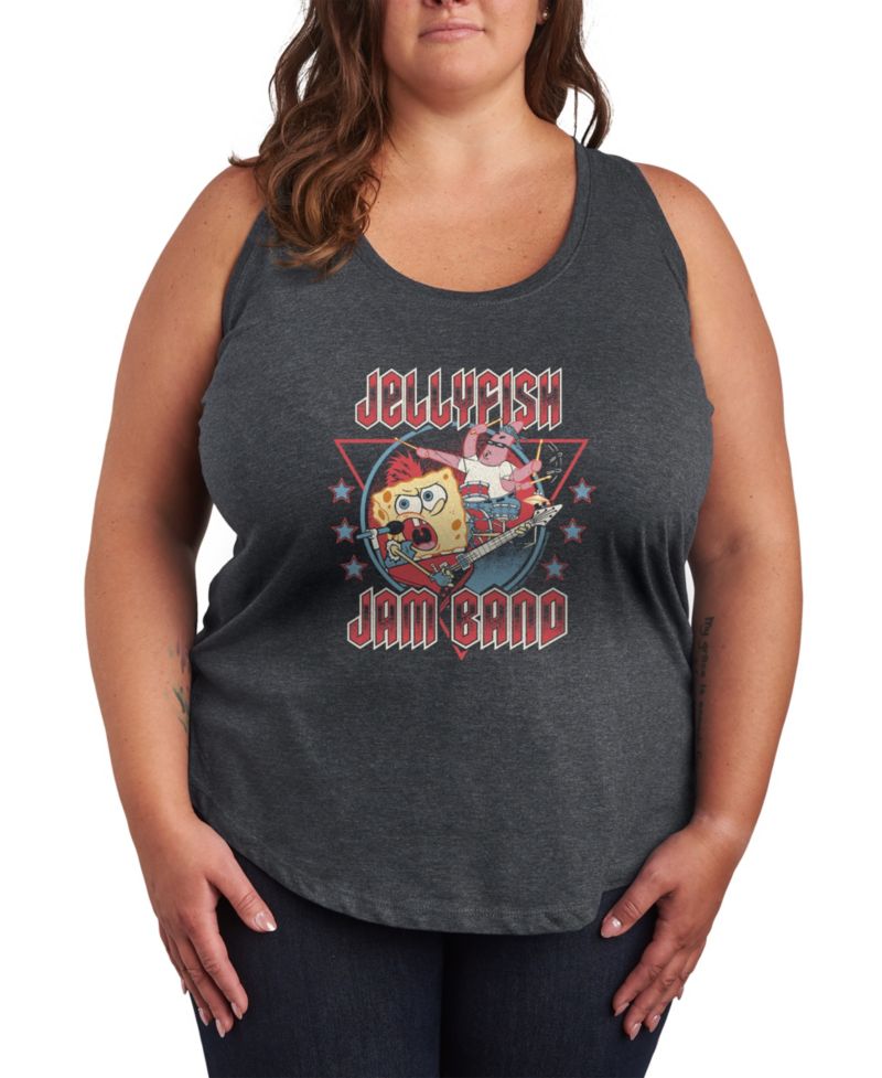 Plus Size SpongeBob Square Pants Jellyfish Jam Band Racerback Graphic Tank Top