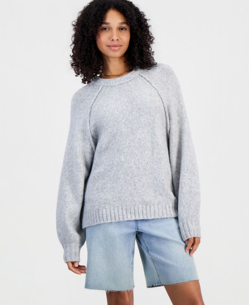 Petite Raglan Slouchy Crew Sweater