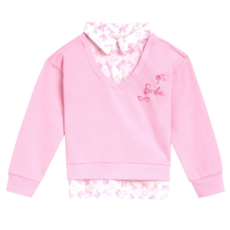 Little Girls 2fer Drop Shoulder Fleece Sweatshirt and Leggings Outfit Set