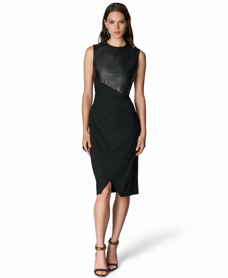 Women's Mixed-Media Wrap Bodycon Dress