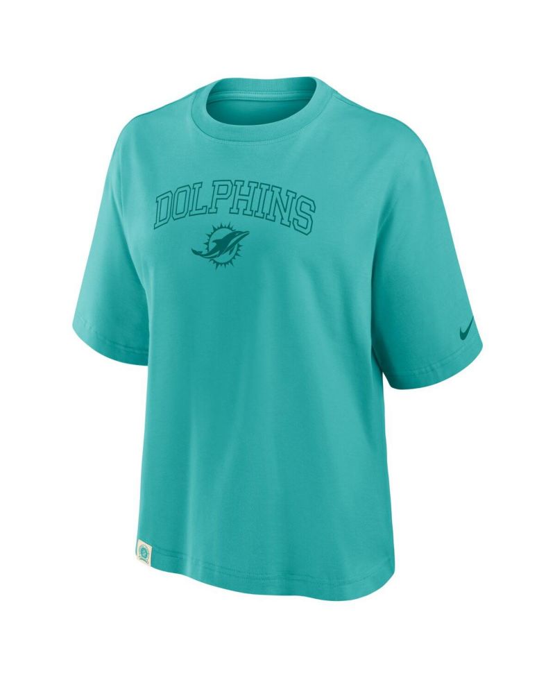 Women's Aqua Miami Dolphins Glory Arch Boxy T-Shirt