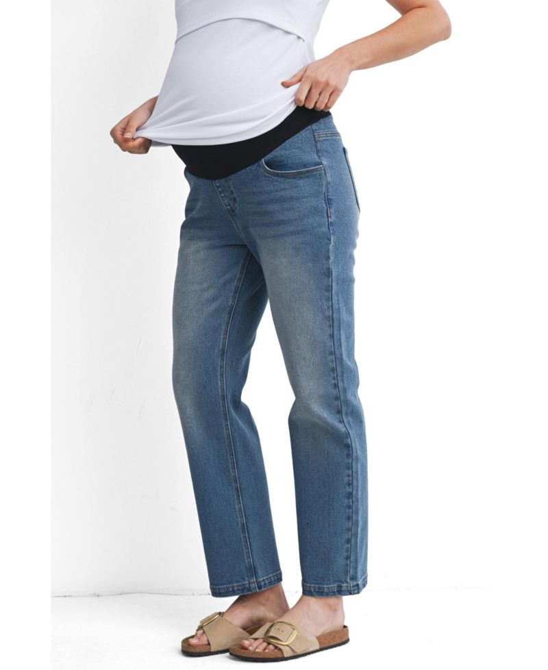 Maternity Over-the-Belly Straight-Leg Pull-On Jeans