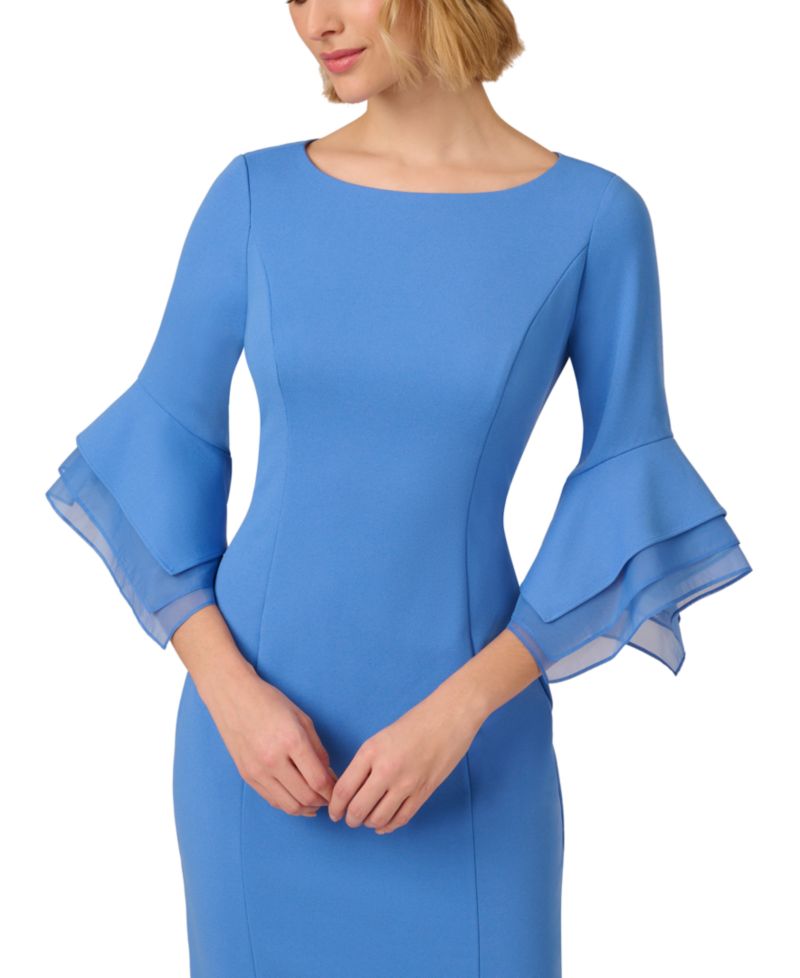 Women's Tiered-Cuff 3/4-Sleeve Sheath Dress