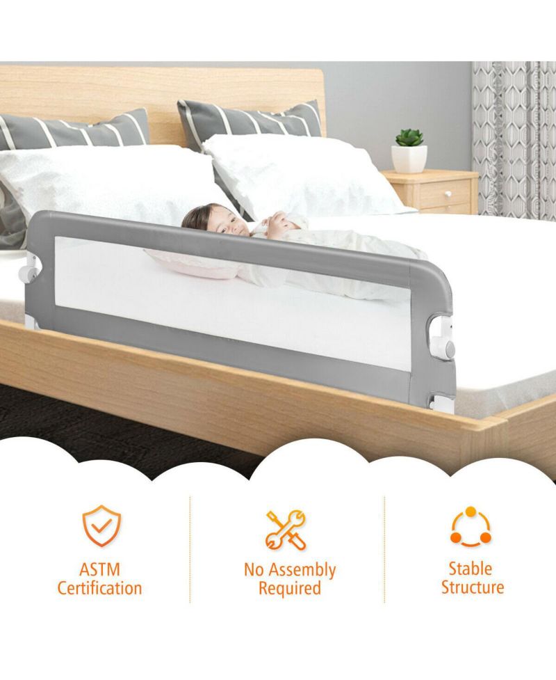 Extra Long Foldable Bed Guard Rail for Children, Easy to Install and Store