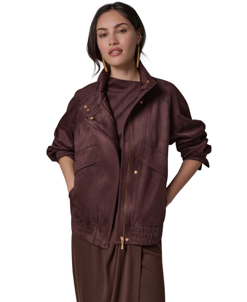 Women's Fitted Zip-Front Faux Suede Jacket