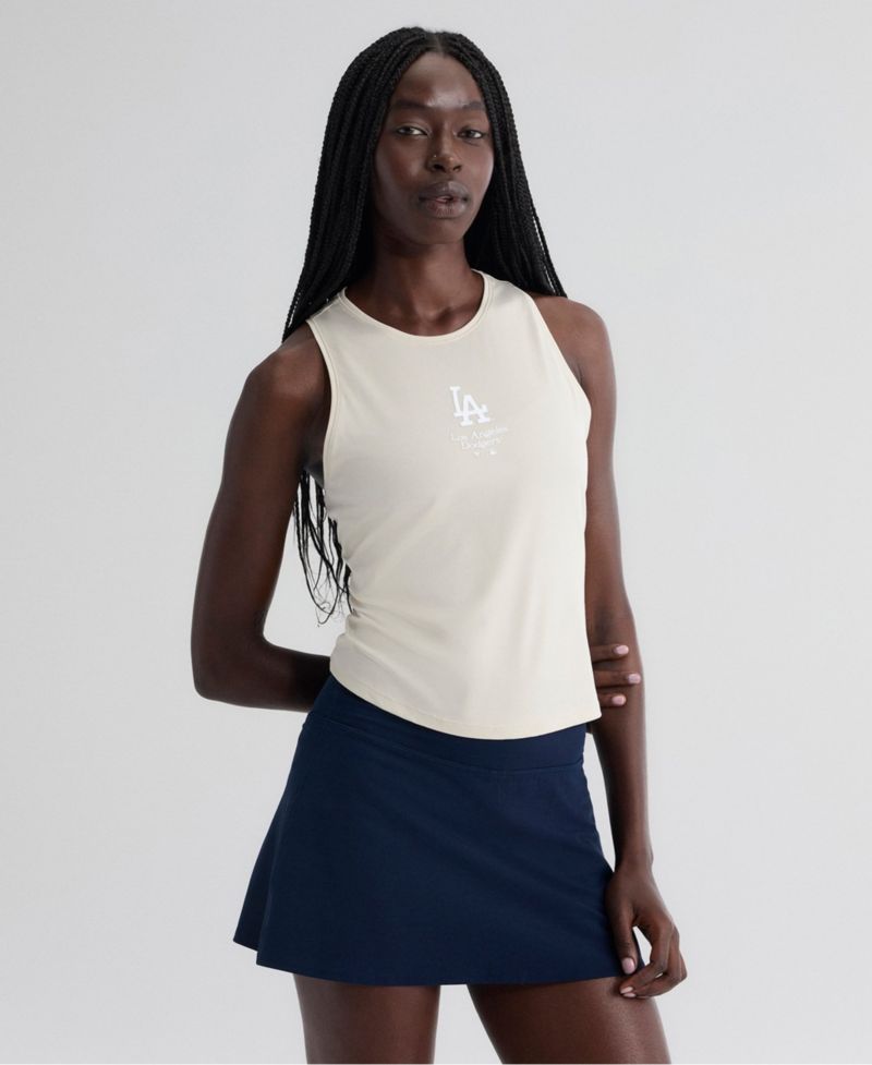 Women's Beige Los Angeles Dodgers Clutch Tank Top
