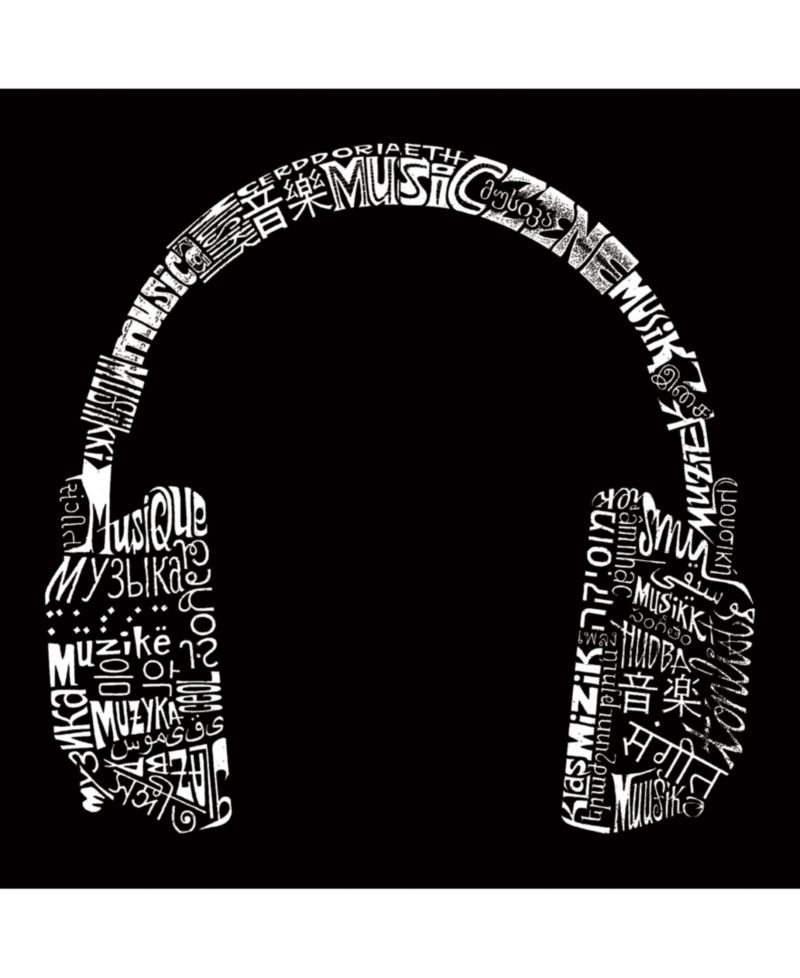 Mens Premium Blend Word Art T-Shirt - Headphones - Music in Different Languages