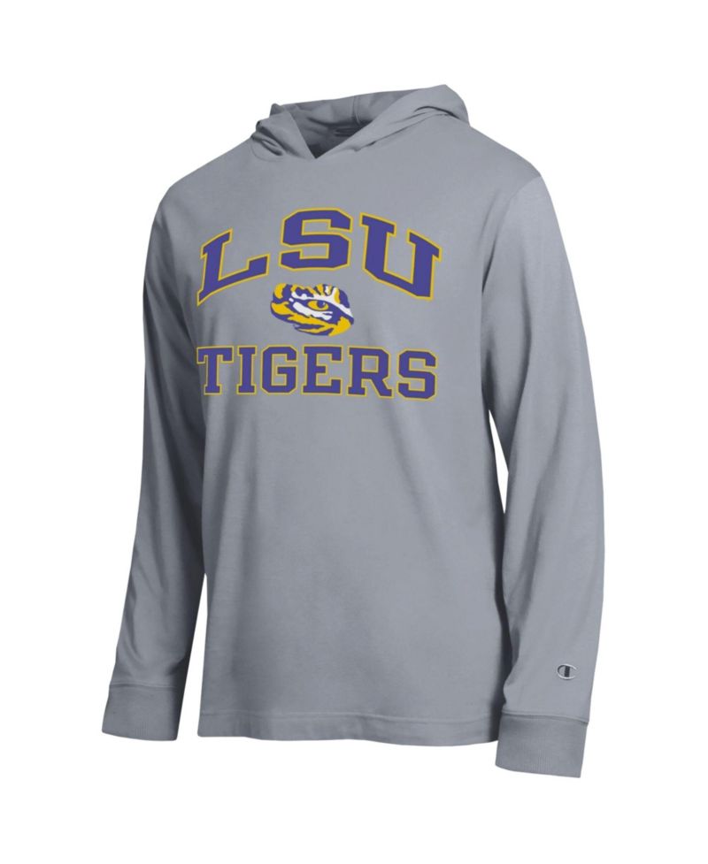 Men's Heather Gray LSU Tigers High Motor All-Star Long Sleeve Hooded T-Shirt