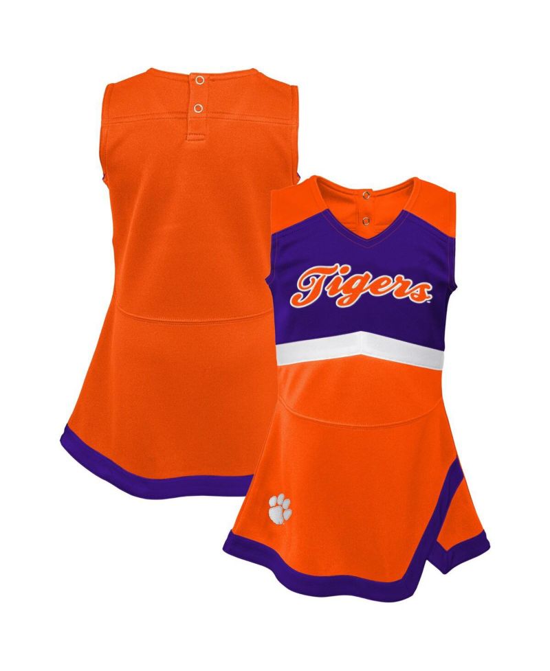 Big Girls Orange Clemson Tigers Cheer Captain Jumper Dress