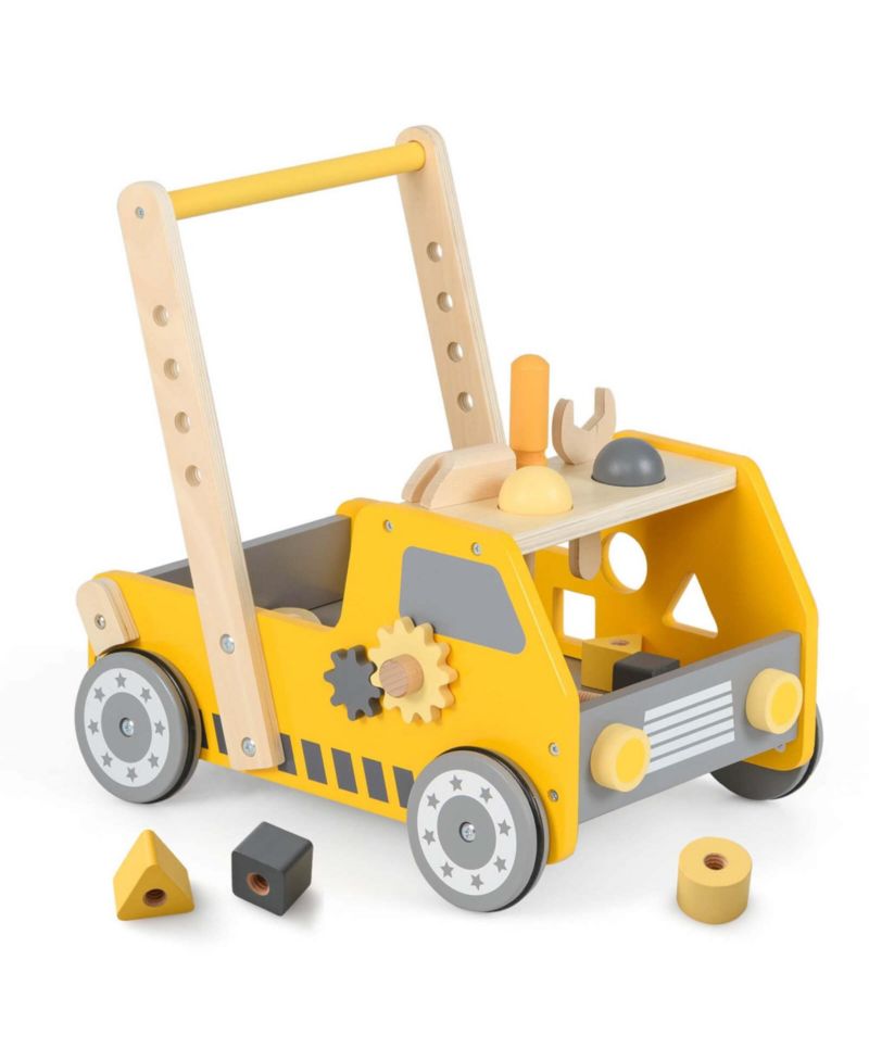 2-In-1 Montessori Wooden Baby Walker with Learning Activities