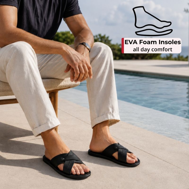 Men's Saul Faux Leather Slide Sandals Dressy Indoor Outdoor Shoes