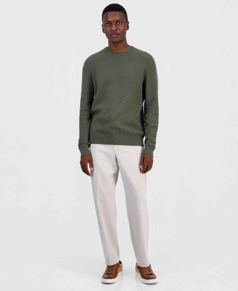 Men's Basket Weave Long-Sleeve Sweater