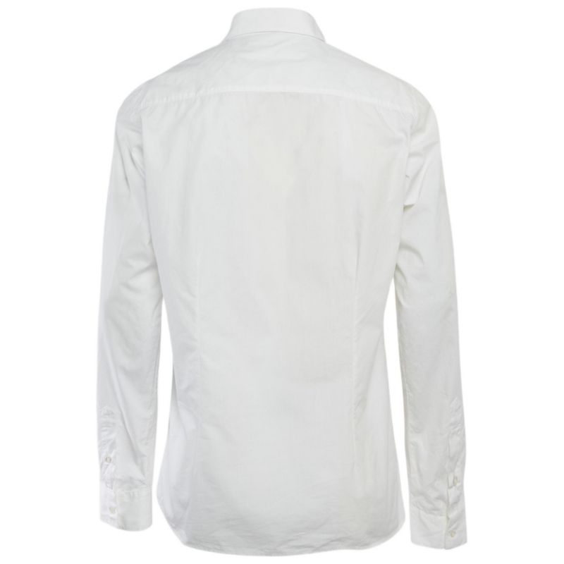 Men's White Cotton Logo Printed Shirt
