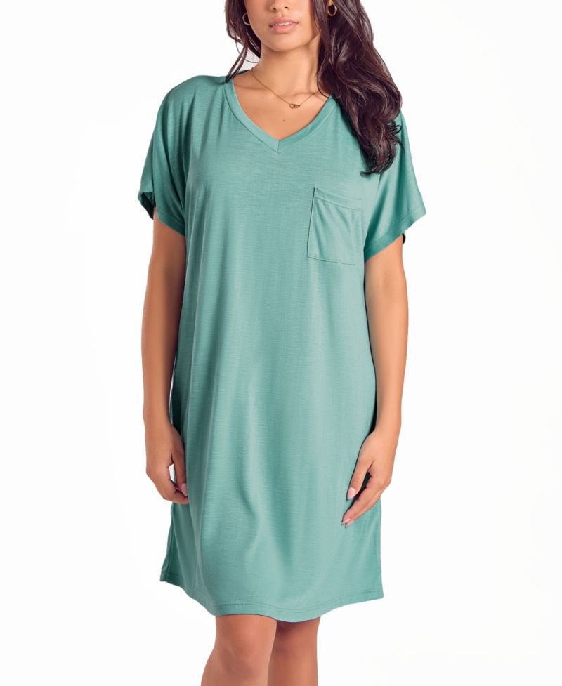 Plus Size Soft Breathable Night Shirt with Side Pockets