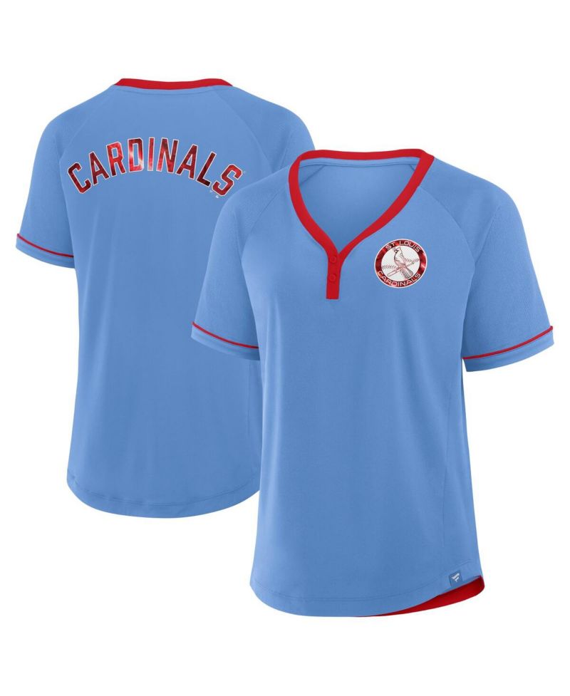 Women's Light Blue St. Louis Cardinals Cooperstown Collection League Diva V-Neck T-Shirt