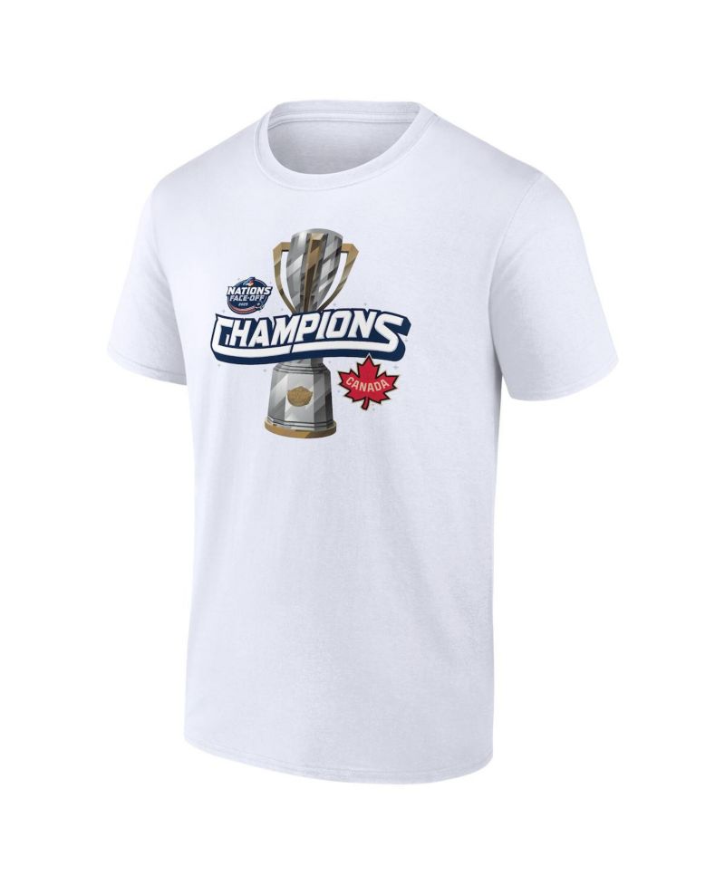 Men's White Canada 2025 4 Nations Face-Off Champions T-Shirt