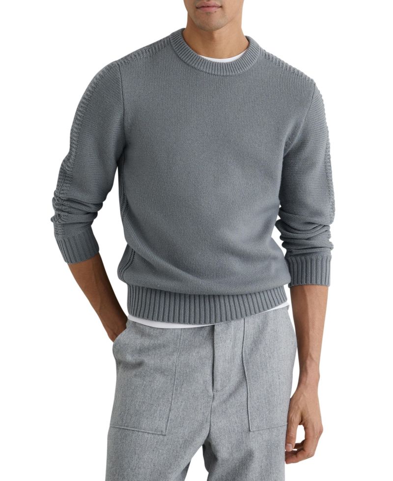 Men's Beech Wool-Blend Rib-Detail Crew-Neck Jumper Sweater