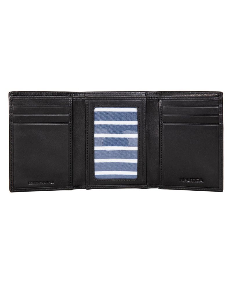 Men's Enameled Logo Leather Trifold Wallet