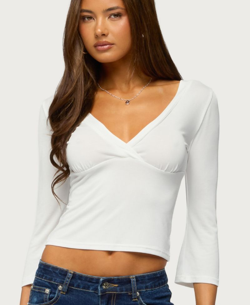 Women's Mar V Neck Quarter Sleeve Top