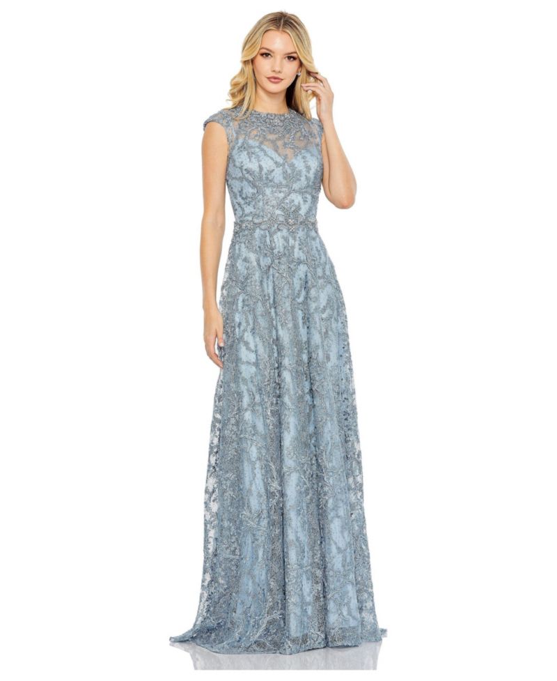 Women's Tiered Floral Print Cut-Out Chiffon Gown