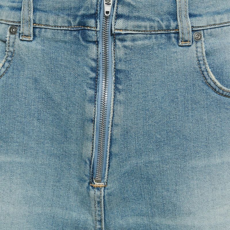 Women's Blue Washed Denim Raw Edge Detail Shorts